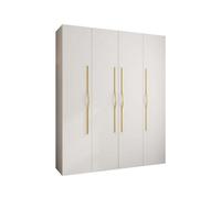 Arte Stylish White Como Ii Hinged Door Wardrobe H2460mm W2000mm D500mm, Four Doors, Sixteen Shelves, Two Hanging Rails, Gold Handles