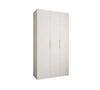 Arte Stylish White Como Iv Hinged Door Wardrobe H2460mm W1300mm D500mm, Three Doors, Eight Shelves, Hanging Rail, Gold Handles
