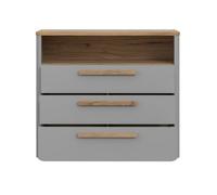 Arte Surfinio Grey And Catania Oak Chest Of Drawers, 99 Cm, 3 Drawers