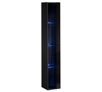 Arte Switch Ww1 Black Gloss Tall Display Cabinet 30Cm - Contemporary Elegance With Blue Led Accent