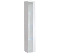 Arte Switch Ww1 White Gloss Tall Display Cabinet 30Cm - Bright Minimalist Showcase With Blue Led Lighting