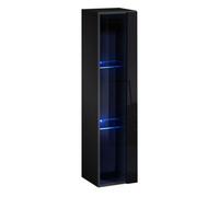 Arte Switch Ww2 Black Gloss Hung Display Cabinet 30Cm - Bold Wall Display With Contemporary Blue Leds