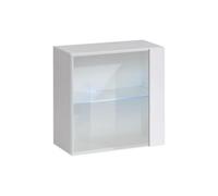 Arte Switch Ww3 White Gloss Display Cabinet 60Cm - Bright Modern Showcase With Illuminated Glass Shelf