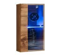 Arte Switch Ww4 Oak Wotan Display Cabinet 30Cm - Warm Wood Wall Display With Blue Led Accent Light