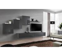 Arte Switch X Graphite Gloss Entertainment Unit For Tvs Up To 49 Inch - Contemporary Wall Set With Seamless Storage