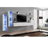 Arte Switch Xi White Gloss Entertainment Unit For Tvs Up To 75 Inch - Elegant Wall System With Led-Lit Glass Display