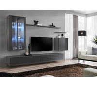 Arte Switch Xii Graphite Gloss Entertainment Unit For Tvs Up To 58 Inch - Sleek Contemporary Storage With Led Display Shelves