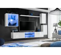 Arte Switch Xxiii White Gloss Wall Entertainment Unit For Tvs Up To 75 Inch - Bright Contemporary Design With Led Display Lighting