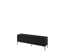 Arte Trend 05 Tv Cabinet In Black Matt - Ripple Front Design With Push-To-Open Doors & Cable Management - W1670mm X H560mm X D400mm