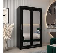 Arte Uppsala T3 Sliding Door Wardrobe 120Cm In Black - Bold Mirrored Storage For Urban Elegance