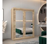 Arte Uppsala T3 Sliding Door Wardrobe 150Cm In Oak Sonoma - Timeless Mirrored Wardrobe For Effortless Organisation