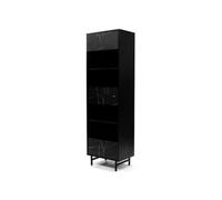 Arte Veroli 04 Tall Display Cabinet - Modern Elegance In Black And Marble Finish - W600mm X H2000mm X D410mm