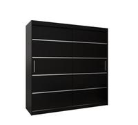 Arte Verona 01 Contemporary 2 Sliding Door Wardrobe 9 Shelves 2 Rails Black Matt (H)2000mm (W)2000mm (D)620mm
