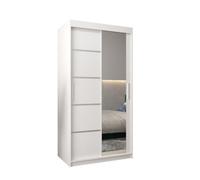 Arte Verona 02 Contemporary 2 Mirrored Sliding Door Wardrobe 5 Shelves 2 Rails White Matt (H)2000mm (W)1000mm (D)620mm