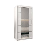 Arte Verona 04 Contemporary 2 Mirrored Sliding Door Wardrobe 5 Shelves 2 Rails White Matt (H)2000mm (W)1000mm (D)620mm