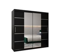 Arte Verona 04 Contemporary 2 Mirrored Sliding Door Wardrobe 9 Shelves 2 Rails Black Matt (H)2000mm (W)2000mm (D)620mm