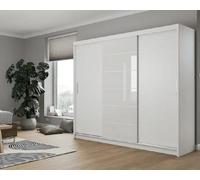 Arte White Malibu 250 Sliding Wardrobe - Decorative Glass Panels & Led Lighting