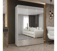Arte White Marbella Iii Hinged Door Wardrobe 150Cm - Bright Mirrored Wardrobe For Modern Spaces