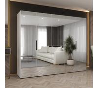 Arte White Marbella Iii Hinged Door Wardrobe 250Cm - Bright Mirrored Storage For Contemporary Spaces