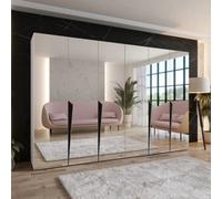Arte White Piano Iii Hinged Wardrobe 300Cm - Expansive Mirrored Elegance For Modern Living