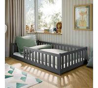 Arte Wooden Bed Otis Eu Small Double - Floor-Hugging Graphite Pine, Secure Frame & Slat Kit Included