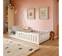 Arte Wooden Bed Otis Eu Small Double White - Safe, Low-Profile Bed With Full Guardrails For Bedroom