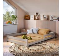 Arte Wooden Bed Zofia Eu Small Double - Floor-Hugging Cashmere Pine, Soft-Toned Frame & Slat Kit