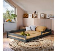 Arte Wooden Bed Zofia Eu Small Double - Floor-Hugging Graphite Pine, Secure Frame With Slat Kit Included