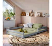 Arte Wooden Bed Zofia Eu Small Double - Floor-Hugging Grey Pine, Minimalist Safe Frame & Slat Kit