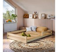 Arte Wooden Bed Zofia Eu Small Double - Floor-Hugging Natural Pine, Authentic Grain & Slat Kit Included