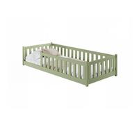 Arte Wooden Single Bed Bella Olive - Earthy Olive Low Bed With Universal Guardrail & Bonnell Mattress For Nature-Inspired Bedrooms