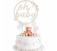 Artebeads Oh Baby Cake Topper, Wood, Oh Baby Cake Topper, Baby Shower Cake Decoration, Cake Topper for Baby Shower, A Nappy Cake, Gender Reveal Party Decoration
