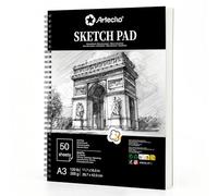 Artecho A3 Sketch Book, 200gsm Hardcover Spiral Bound Sketch Pad, 50 Sheets Acid Free Drawing Paper for Pencil, Charcoal, Pastel and Large Sketching