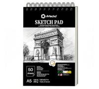 Artecho A5 Sketch Book, 200gsm Hardcover Spiral Bound Sketch Pad, 50 Sheets Acid Free Drawing Paper for Pencil, Charcoal, Pastel and Travel Sketching