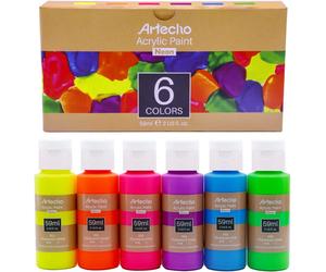 Artecho Acrylic Paint Acrylic Paint Set for Art, 6 Neon Colors 2 Oz Acrylic for