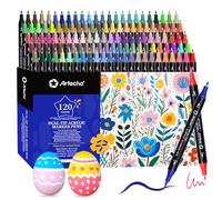 Artecho Acrylic Paint Markers 120 Colors, Acrylic Paint Pens with Brush Tip and Fine Tip for Stone, Rock Painting, Paper, Pumpkin, Wood, Egg, Canvas, Ceramic, Fabric, leather, Glass, DIY Crafts
