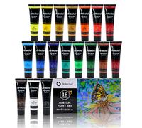 Artecho Acrylic Paint Set for Art, 18 Colors 36ml Basic Acrylic Paint Supplies for Wood, Fabric, Crafts, Canvas, Leather&Stone