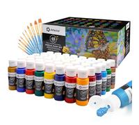 Artecho Acrylic Paints Set 48 Colors 2 Ounce/59ml with 10 Art Brushs, Non Toxic, Model Paint, Waterproof Paint, Acrylic Paint Kit for Canvas, Crafts, Glass, Clay, Wood, Fabric, Poster, Leather&Rock