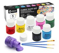 Artecho Fabric Paint 8 Colors, 20 ml / 0.7 oz Fabric Paint for Clothes Permanent, Furniture Upholstery