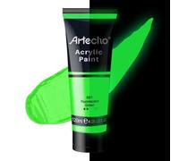 Artecho Glow in the Dark Paint, Neon Green Paint (120ml / 4.05oz) Tubes, Art Craft Paints for Canvas, Rock, Stone, Wood, Fabric, Art Supplies