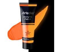 Artecho Glow in the Dark Paint, Neon Orange Paint (120ml / 4.05oz) Tubes, Art Craft Paints for Canvas, Rock, Stone, Wood, Fabric, Art Supplies