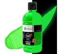 Artecho Green Glow in the Dark Acrylic Paint - Large Bottle 500ml /17oz, Craft Paint for Canvas, Rocks, Wood, Fabric, Ceramic, Non-Toxic
