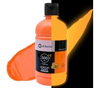 Artecho Orange Glow in the Dark Acrylic Paint Large Bottle 500ml / 17oz, Craft Paint for Pumpkin, Canvas, Rocks, Wood,Ceramic, Non Toxic