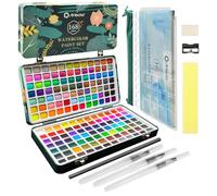 Artecho Watercolour Paint Set 168 Colors in Portable Box Including, Travel Watercolor Set with Watercolor Papers, Brushes and other Tools, Idea for Artists and Hobbyists