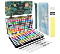 Artecho Watercolour Paint Set 168 Colors in Portable Box Including, Travel Watercolor Set with Watercolor Papers, Brushes and other Tools, Idea for