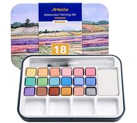 Artecho Watercolour Paint Set,18 Metallic Colors, Watertbrush Pen Included, Lightweight and Portable,Watercolour Paints for Artists and Beginners