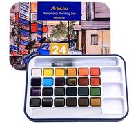Artecho Watercolour Paint Set, 24 Colors, Watertbrush Pen Included, Lightweight and Portable,Watercolour Paints for Artists and Beginners