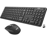 Arteck 2.4G Wireless Keyboard and Mouse Combo Ultra Slim Full Size Keyboard and Ergonomic Mice for Computer Desktop PC Laptop and Windows 11/10/8/7 Build in USB-C Rechargeable Battery