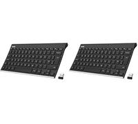 Arteck 2.4G Wireless Keyboard Stainless Steel Ultra Slim Full Size Keyboard for Computer/Desktop/PC/Laptop/Surface/Smart TV and Windows 10/8 / 7 Built in Rechargeable 6-Month Battery (Pack of 2)