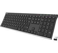 Arteck 2.4G Wireless Keyboard Stainless Steel Ultra Slim Full Size Keyboard with Numeric Keypad for Computer/Desktop/PC/Laptop/Surface/Smart TV and Windows 10/8/ 7 Built in Rechargeable Battery